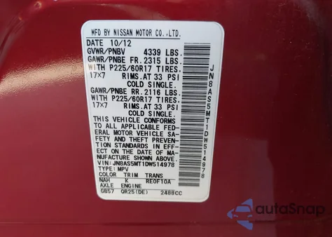 2013 Nissan Rogue Sv from USA, damaged, VIN JN8AS5MT1DW514978